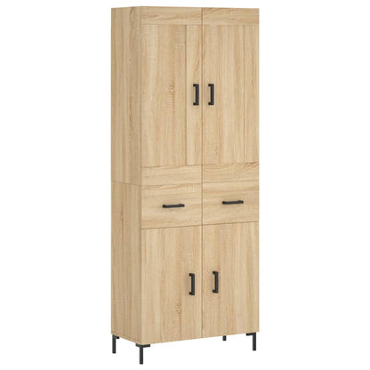 Hoge Kast 69,5X34X80 Cm Bewerkt Hout Kleurig Sonoma eiken 2 deuren 2 lades