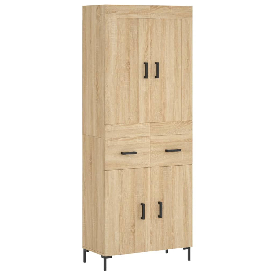 Hoge Kast 69,5X34X80 Cm Bewerkt Hout Kleurig Sonoma eiken 2 deuren 2 lades