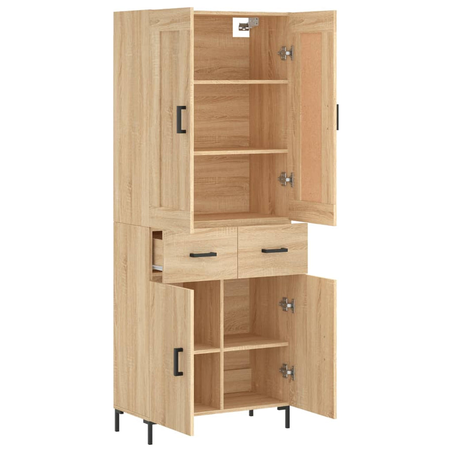 Hoge Kast 69,5X34X80 Cm Bewerkt Hout Kleurig Sonoma eiken 2 deuren 2 lades
