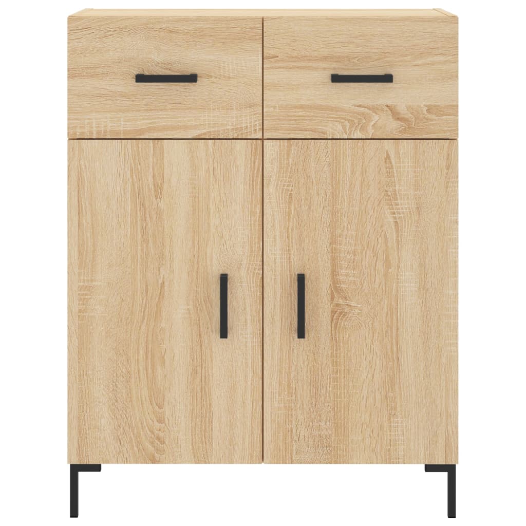 Hoge Kast 69,5X34X80 Cm Bewerkt Hout Kleurig Sonoma eiken 2 deuren 2 lades