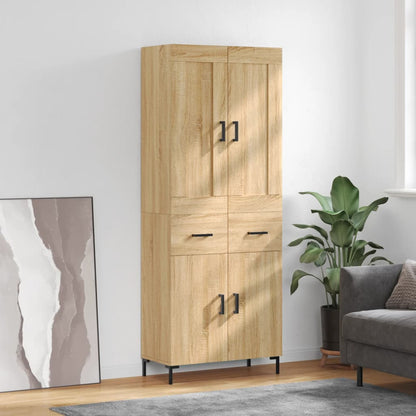 Hoge Kast 69,5X34X80 Cm Bewerkt Hout Kleurig Sonoma eiken 2 deuren 2 lades