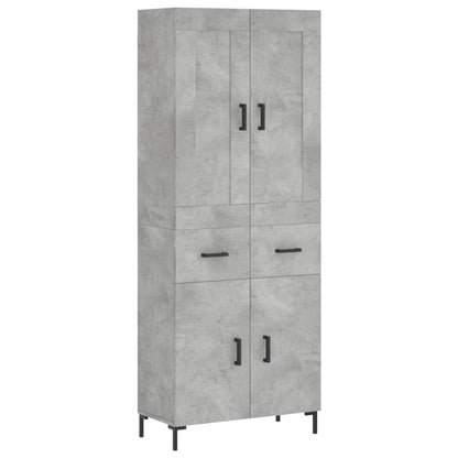 Hoge Kast 69,5X34X180 Cm Bewerkt Hout Betongrijs