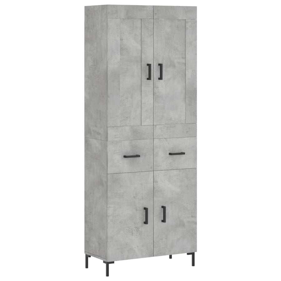 Hoge Kast 69,5X34X180 Cm Bewerkt Hout Betongrijs