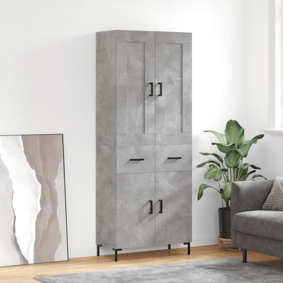 Hoge Kast 69,5X34X180 Cm Bewerkt Hout Betongrijs