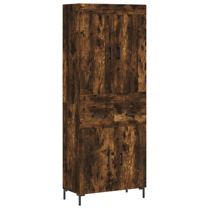 Hoge Kast 69,5X34X180 Cm Bewerkt Hout Kleurig Gerookt eiken