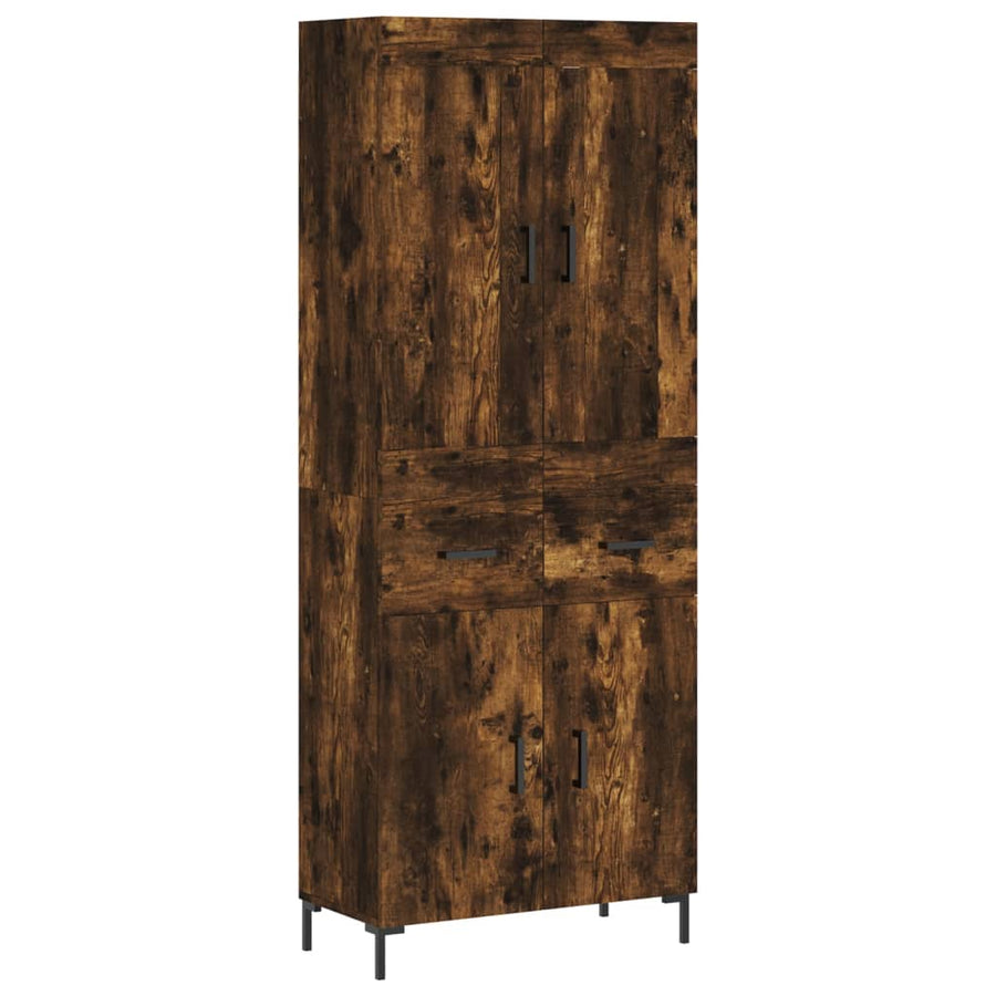 Hoge Kast 69,5X34X180 Cm Bewerkt Hout Kleurig Gerookt eiken
