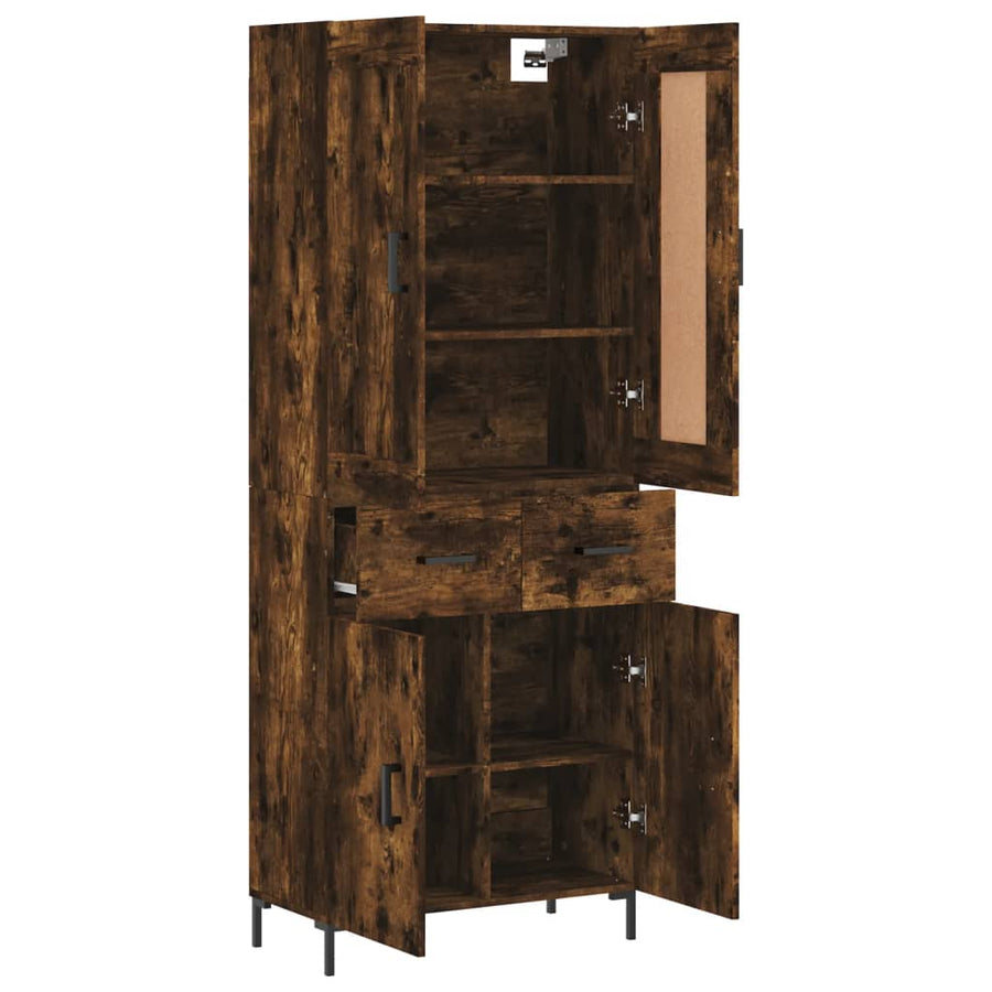Hoge Kast 69,5X34X180 Cm Bewerkt Hout Kleurig Gerookt eiken