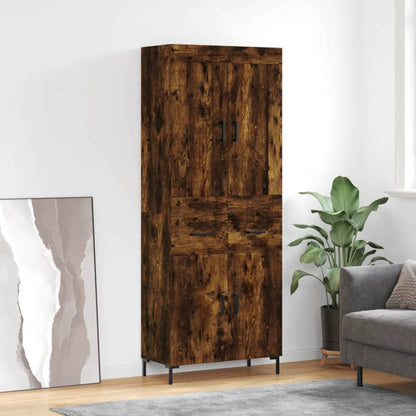 Hoge Kast 69,5X34X180 Cm Bewerkt Hout Kleurig Gerookt eiken