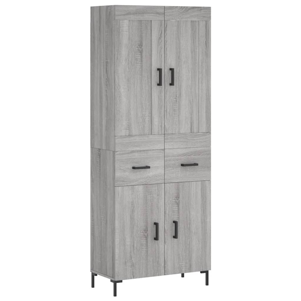 Hoge Kast 69,5X34X180 Cm Bewerkt Hout Eikenkleurig Grijs sonoma