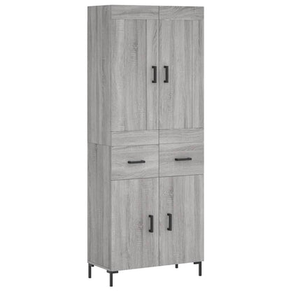 Hoge Kast 69,5X34X180 Cm Bewerkt Hout Eikenkleurig Grijs sonoma