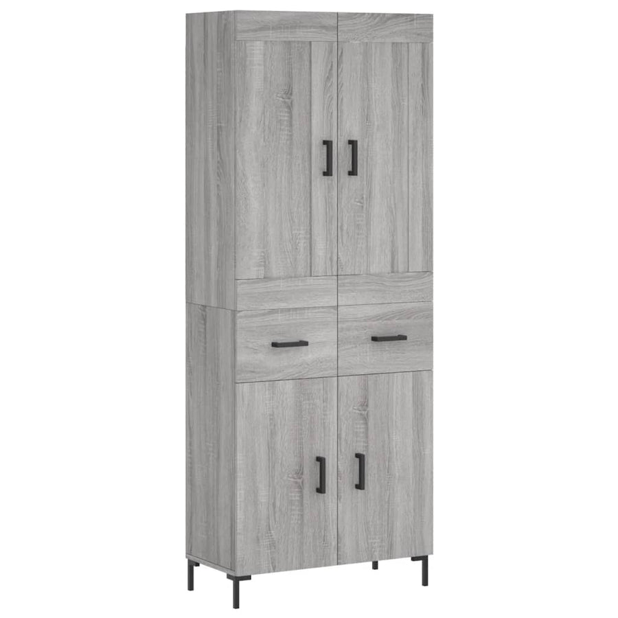 Hoge Kast 69,5X34X180 Cm Bewerkt Hout Eikenkleurig Grijs sonoma