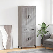 Hoge kast 69,5x34x180 cm bewerkt hout grijs