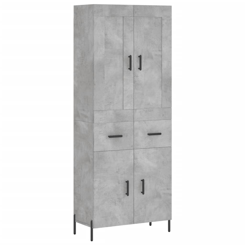 Hoge Kast 69,5X34X180 Cm Bewerkt Hout Betongrijs