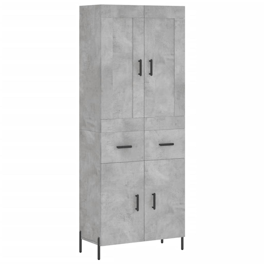 Hoge Kast 69,5X34X180 Cm Bewerkt Hout Betongrijs