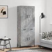 Hoge kast 69,5x34x180 cm bewerkt hout betongrijs