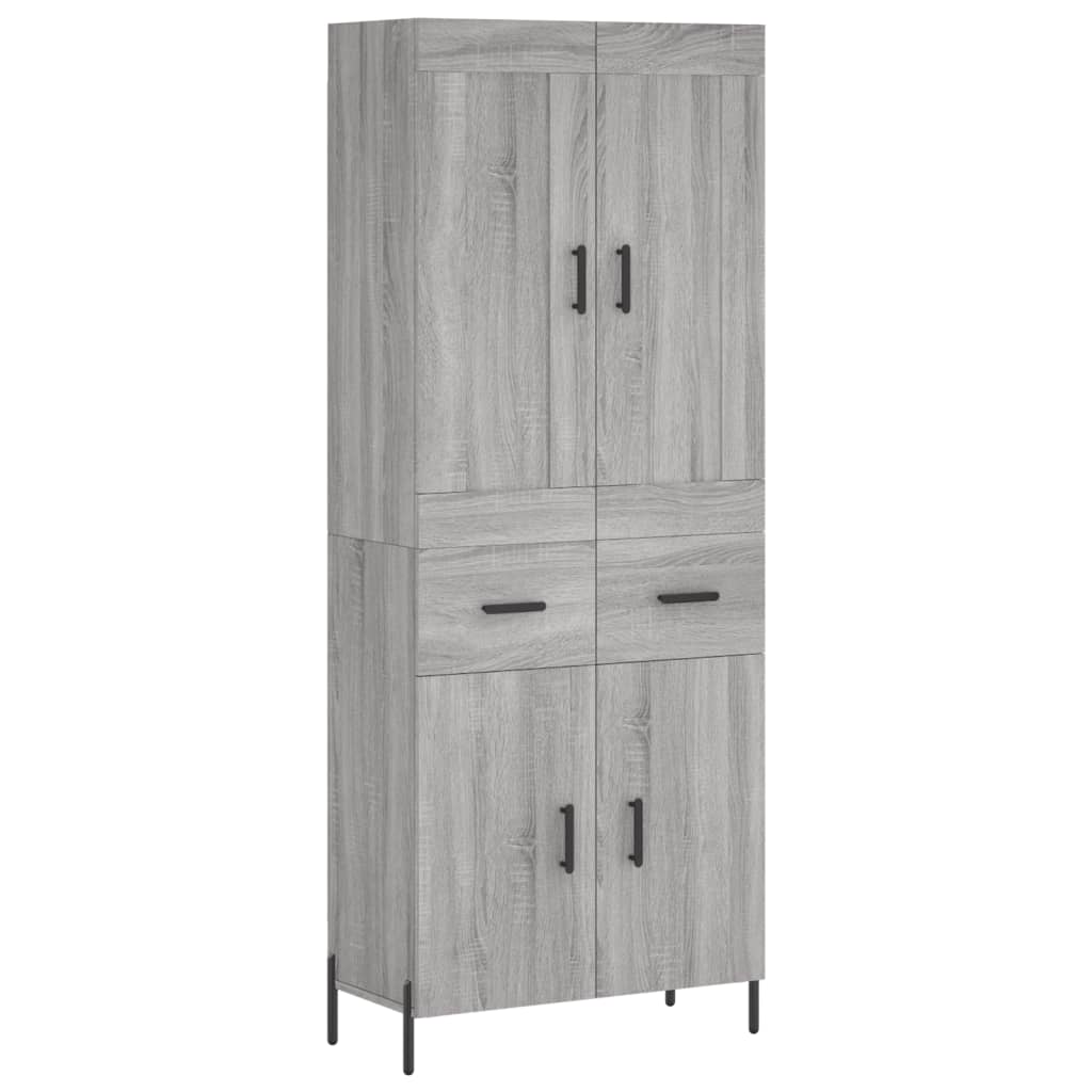 Hoge Kast 69,5X34X180 Cm Bewerkt Hout Eikenkleurig Grijs sonoma