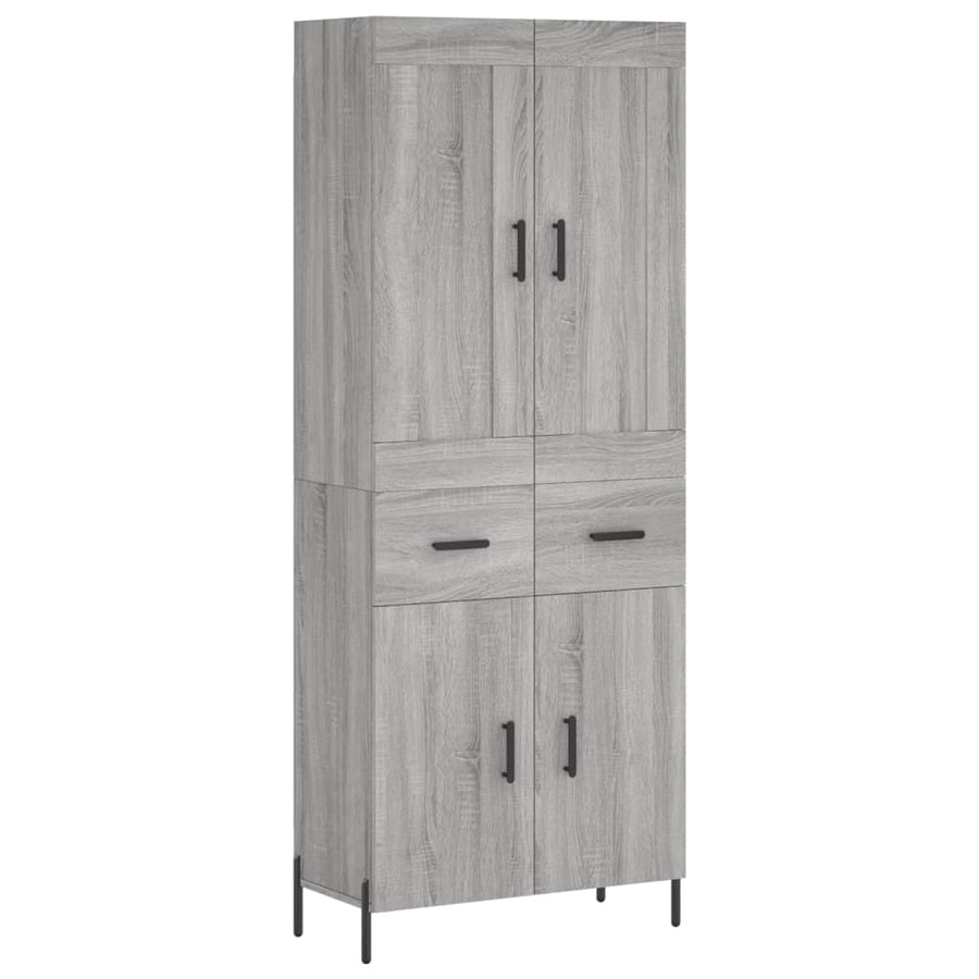 Hoge Kast 69,5X34X180 Cm Bewerkt Hout Eikenkleurig Grijs sonoma