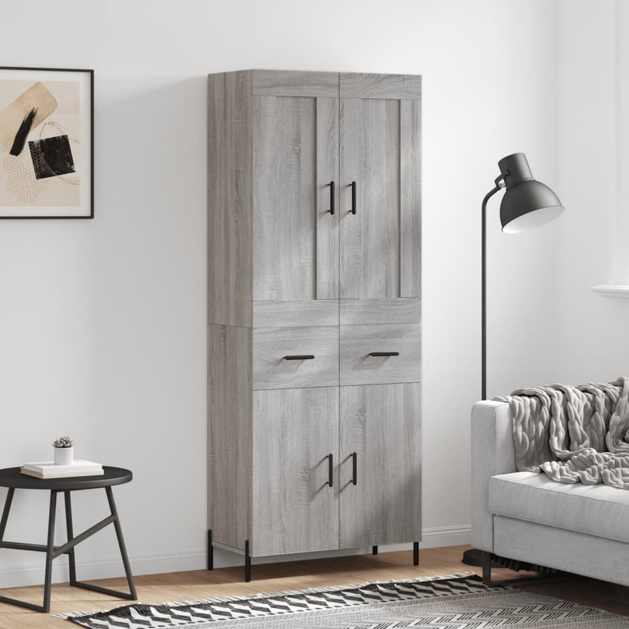 Hoge Kast 69,5X34X180 Cm Bewerkt Hout Eikenkleurig Grijs sonoma