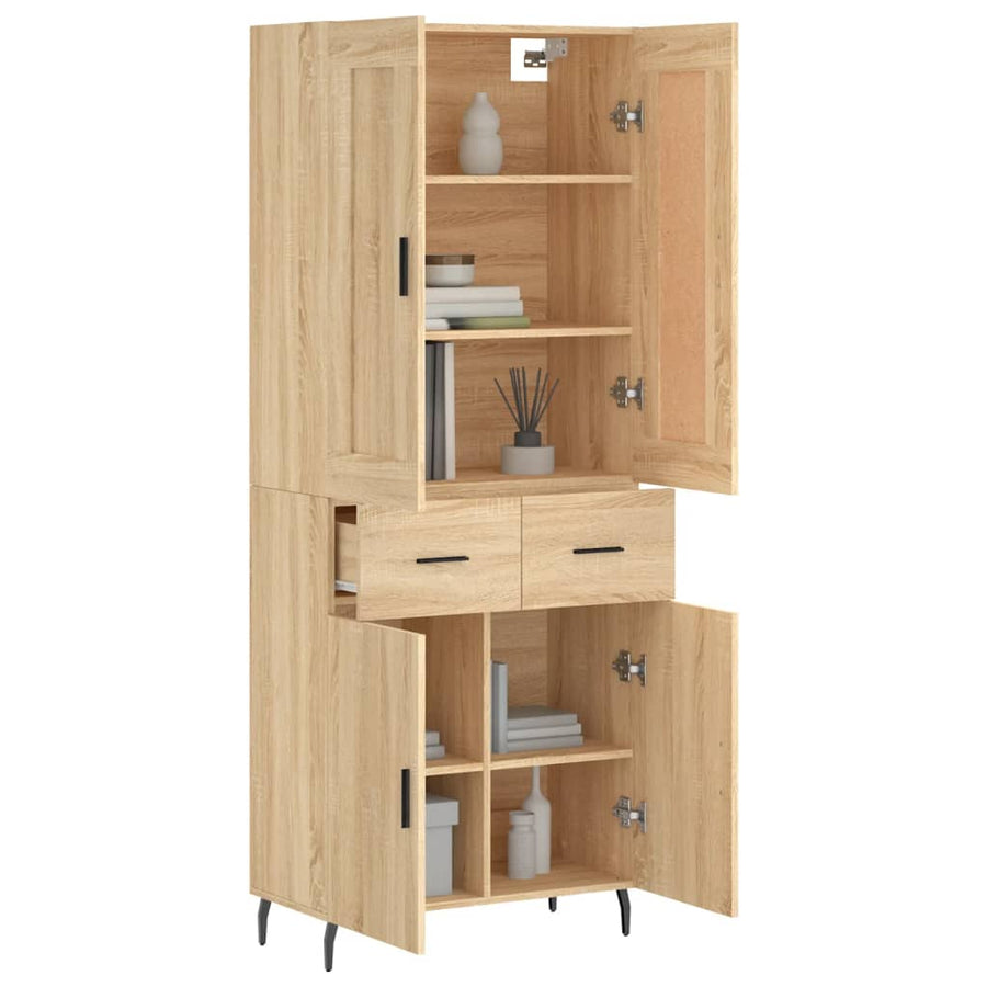 Hoge Kast 69,5X34X180 Cm Bewerkt Hout Kleurig Sonoma eiken