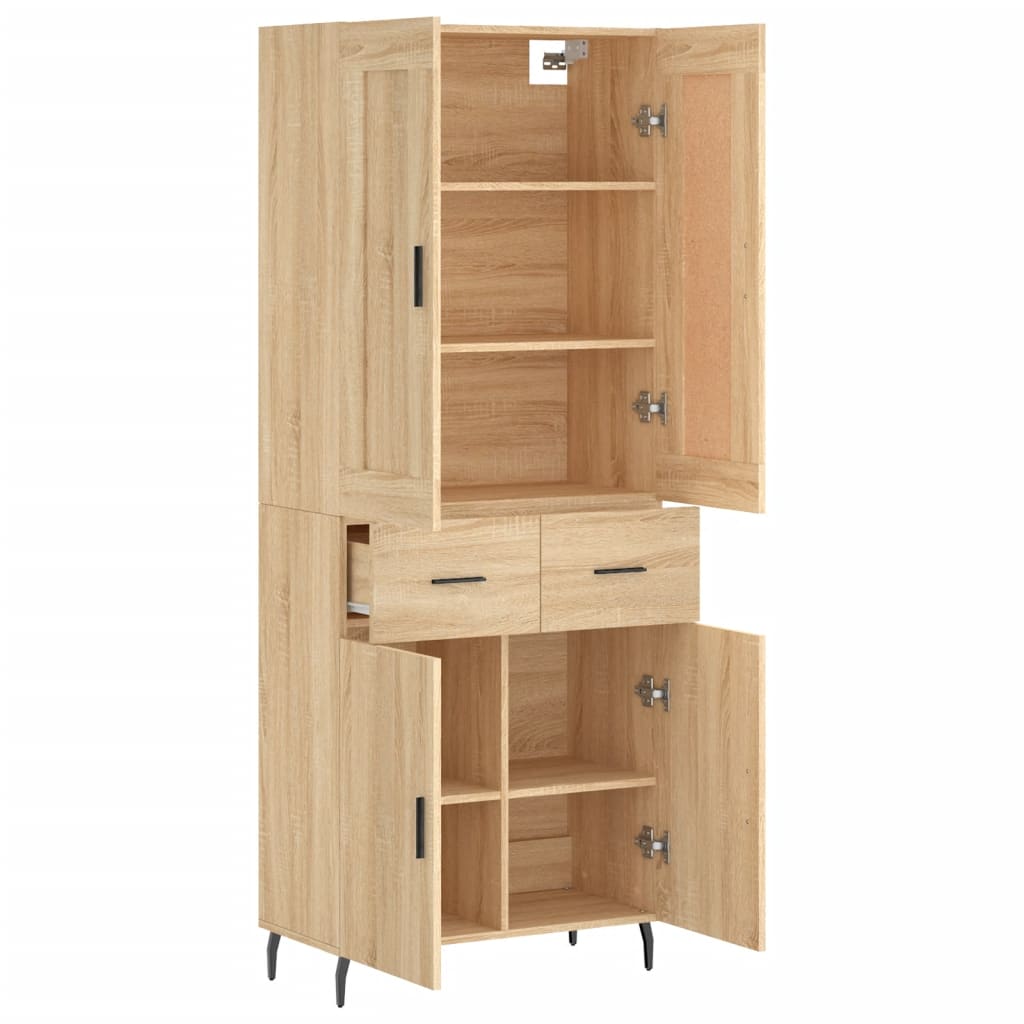 Hoge Kast 69,5X34X180 Cm Bewerkt Hout Kleurig Sonoma eiken