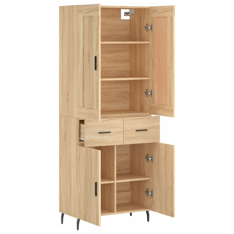 Hoge Kast 69,5X34X180 Cm Bewerkt Hout Kleurig Sonoma eiken