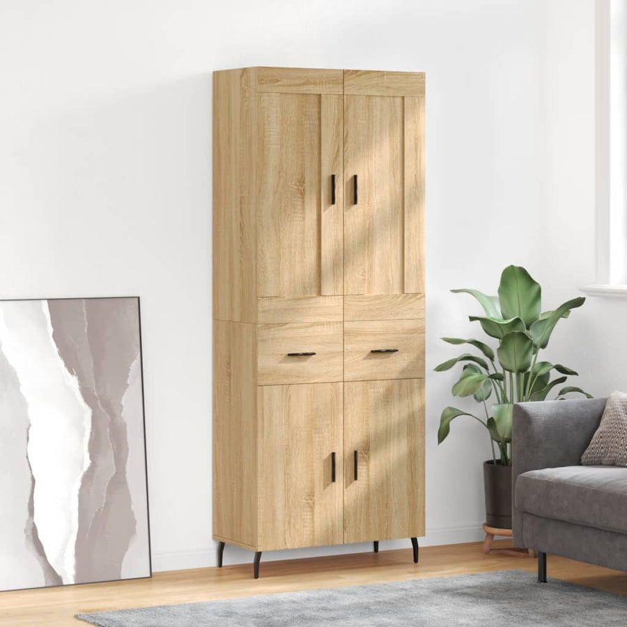 Hoge Kast 69,5X34X180 Cm Bewerkt Hout Kleurig Sonoma eiken