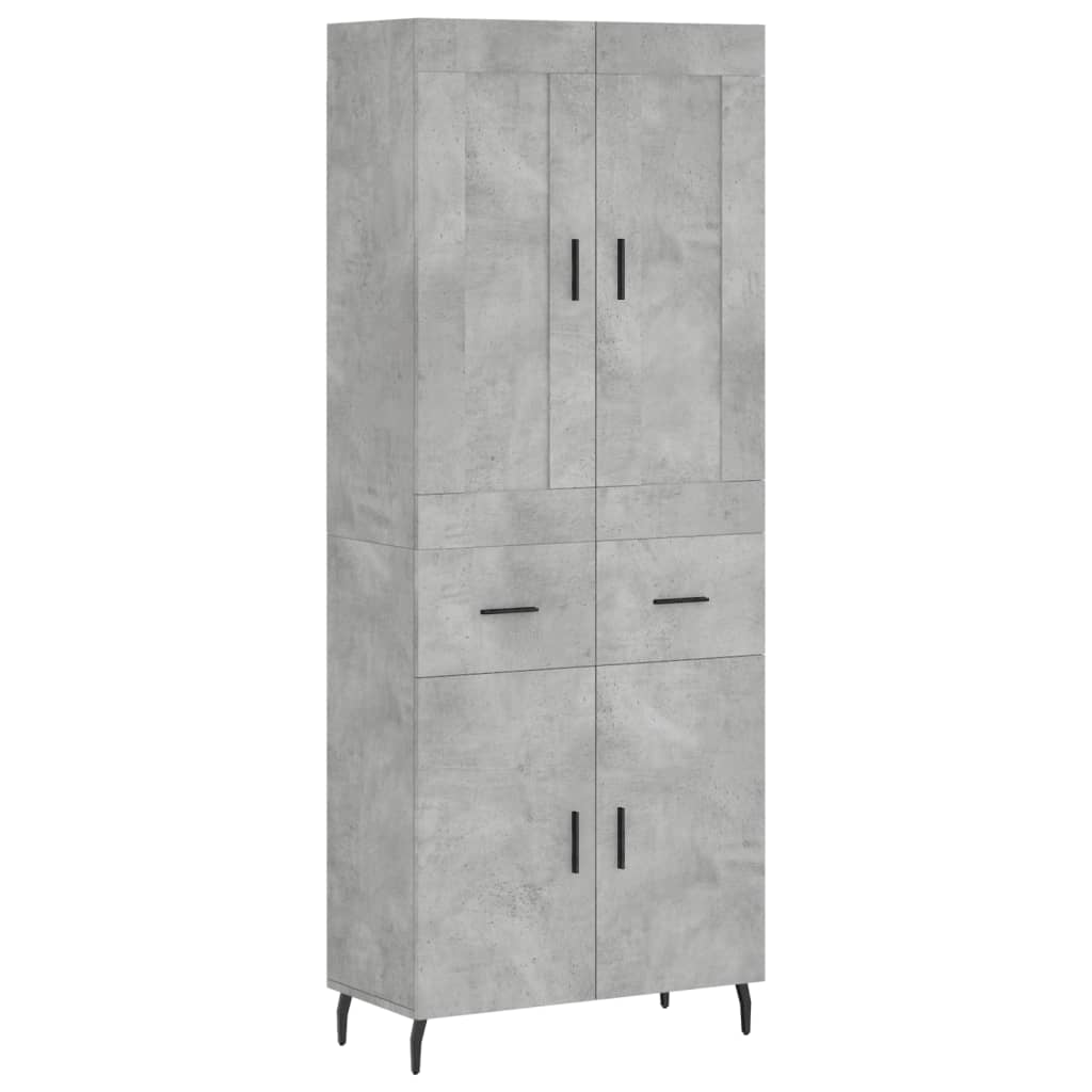 Hoge kast 69,5x34x180 cm bewerkt hout betongrijs