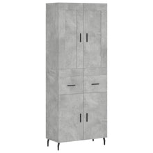 Hoge kast 69,5x34x180 cm bewerkt hout betongrijs