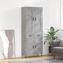 Hoge kast 69,5x34x180 cm bewerkt hout betongrijs