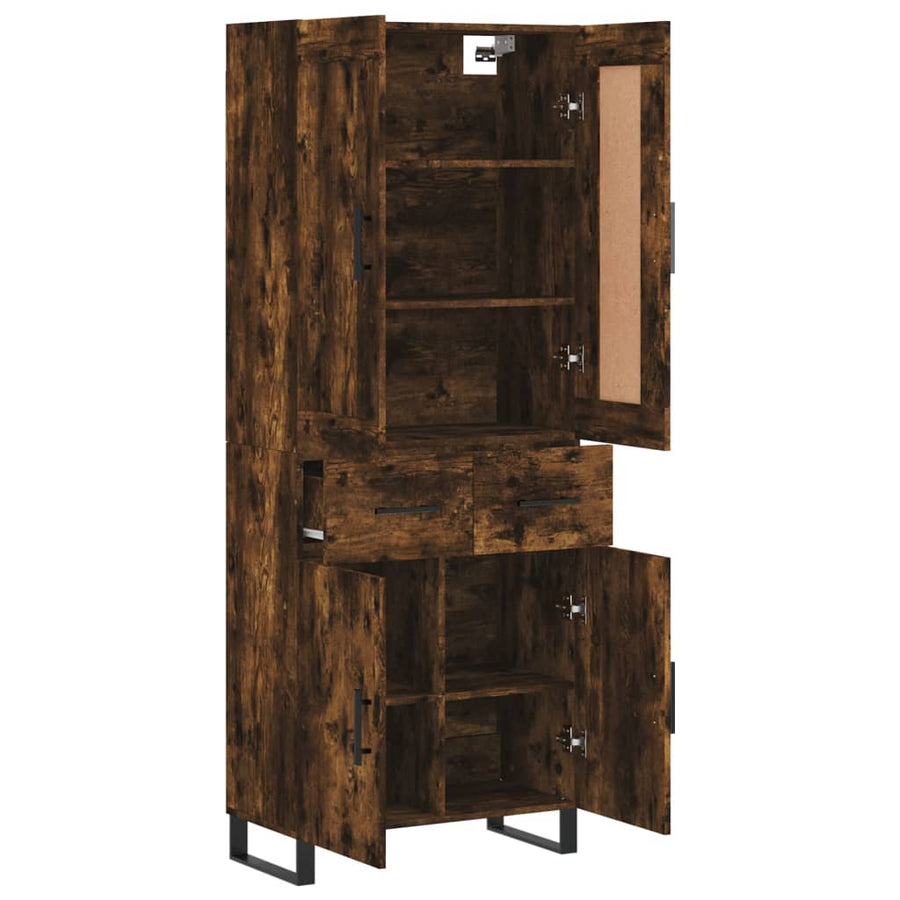 Hoge kast 69,5x34x180 cm bewerkt hout gerookt eikenkleurig