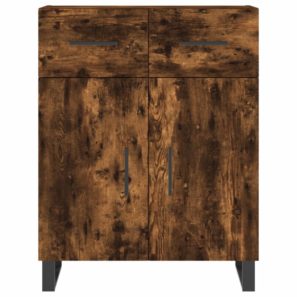 Hoge Kast 69,5X34X180 Cm Bewerkt Hout Gerookt Eikenkleurig