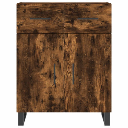 Hoge Kast 69,5X34X180 Cm Bewerkt Hout Gerookt Eikenkleurig
