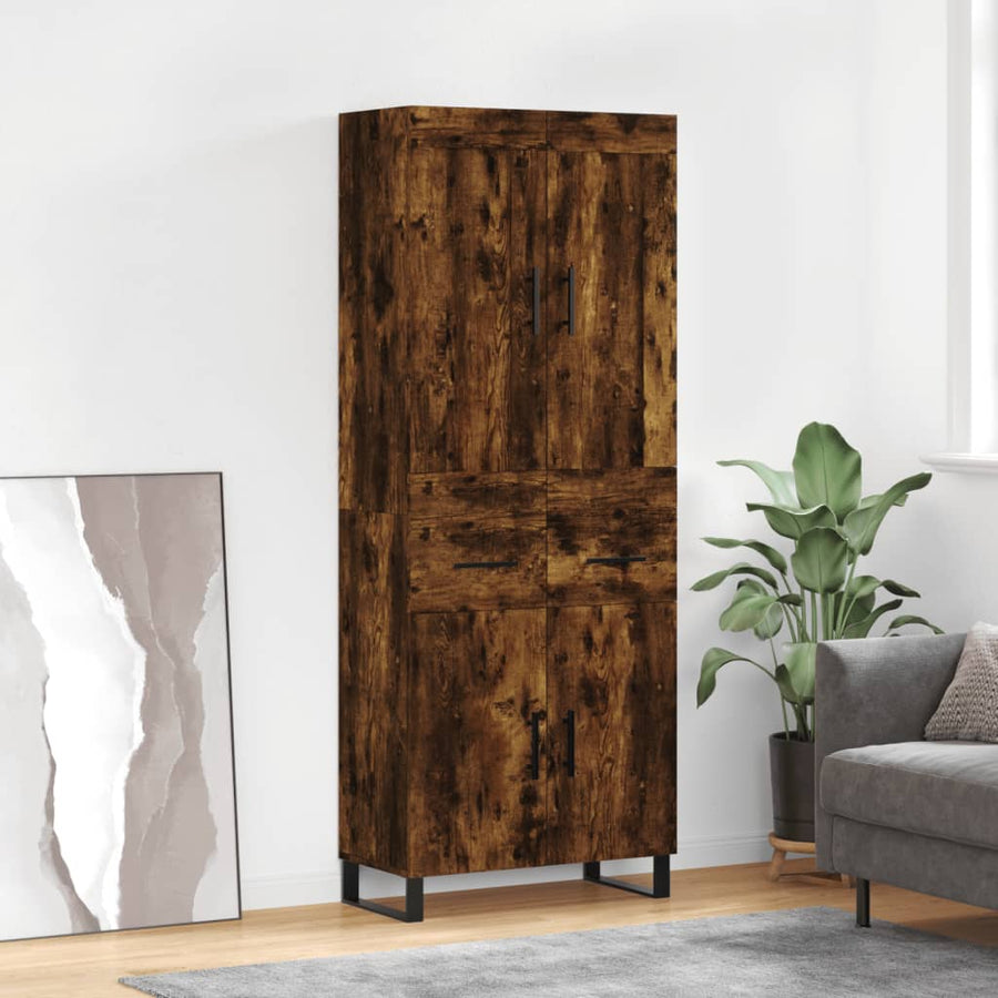 Hoge kast 69,5x34x180 cm bewerkt hout gerookt eikenkleurig