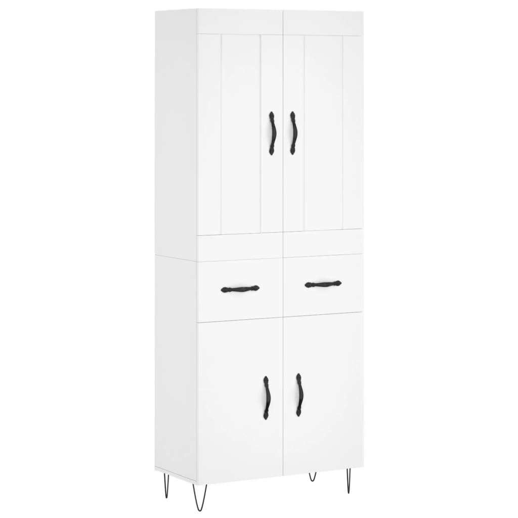 Hoge Kast 69,5X34X180 Cm Bewerkt Hout Wit