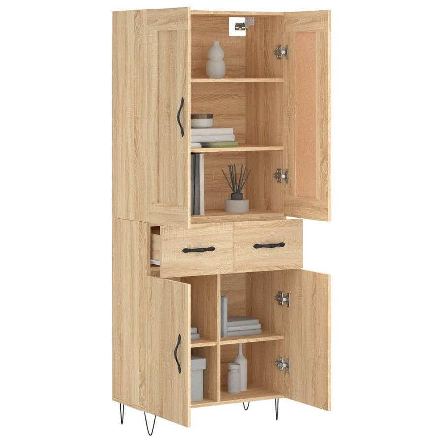 Hoge Kast 69,5X34X180 Cm Bewerkt Hout Kleurig Sonoma eiken