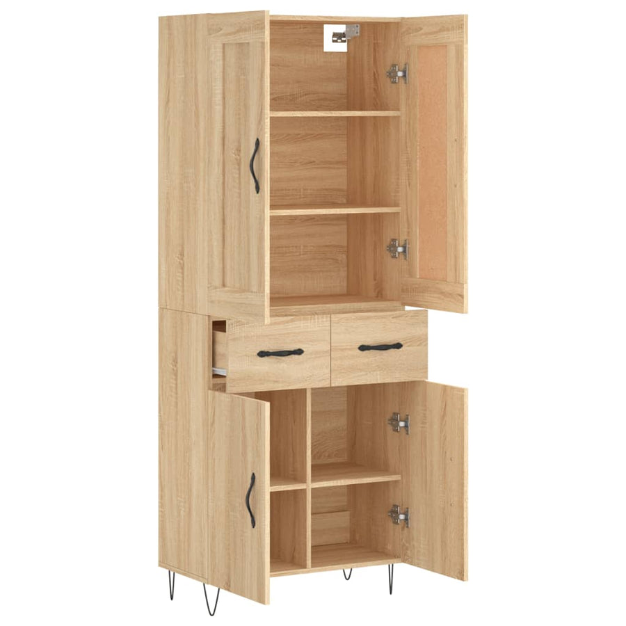 Hoge Kast 69,5X34X180 Cm Bewerkt Hout Kleurig Sonoma eiken