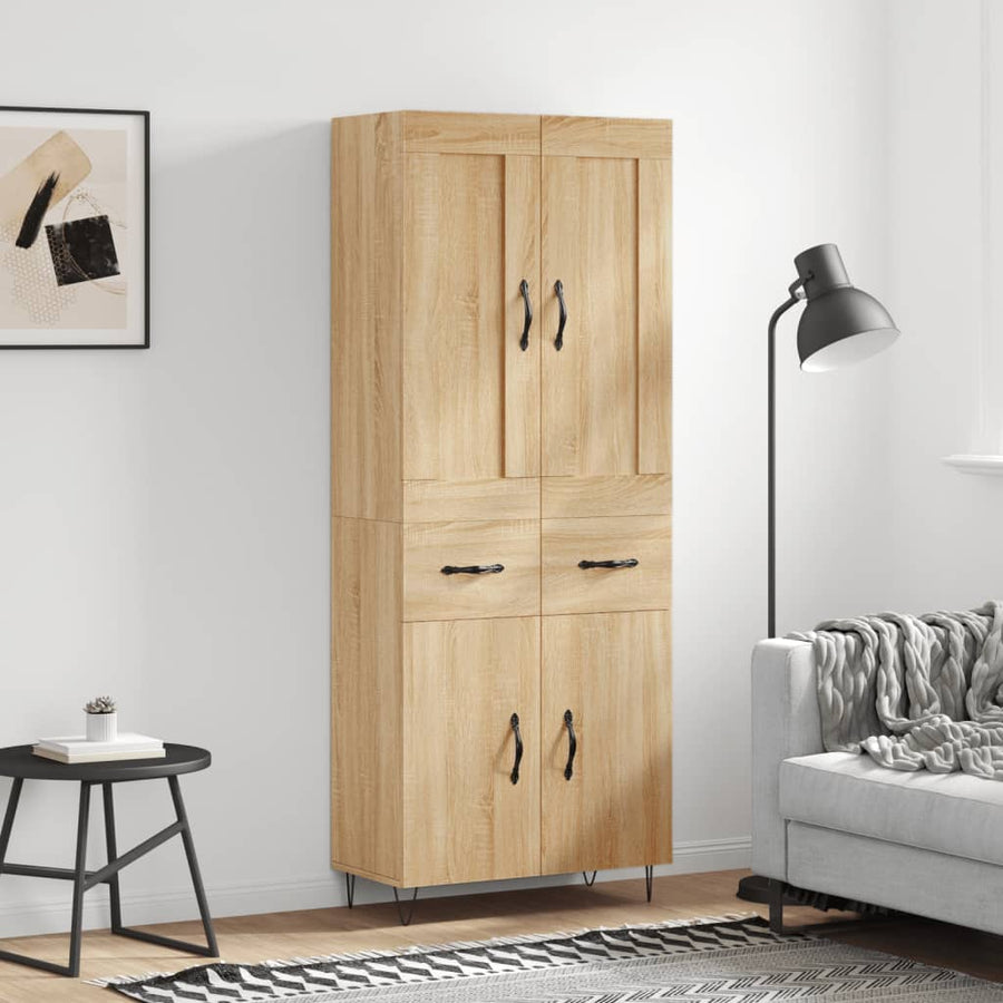Hoge Kast 69,5X34X180 Cm Bewerkt Hout Kleurig Sonoma eiken