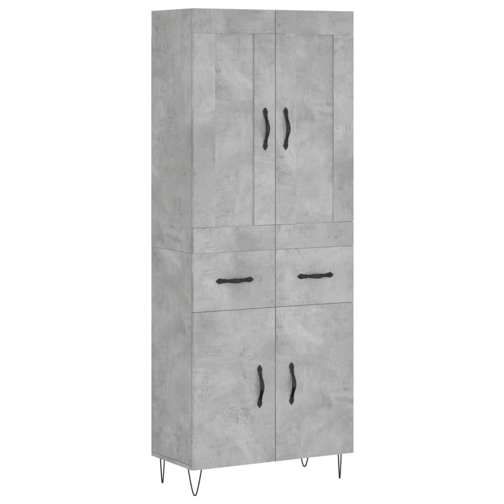 Hoge Kast 69,5X34X180 Cm Bewerkt Hout Betongrijs