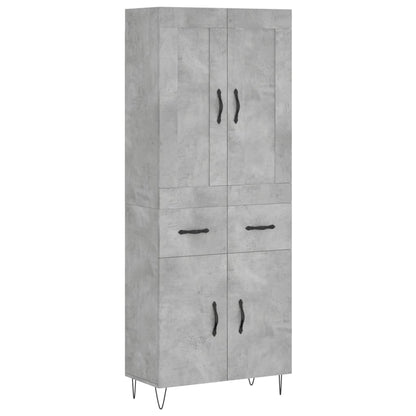 Hoge Kast 69,5X34X180 Cm Bewerkt Hout Betongrijs