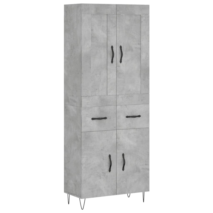 Hoge Kast 69,5X34X180 Cm Bewerkt Hout Betongrijs