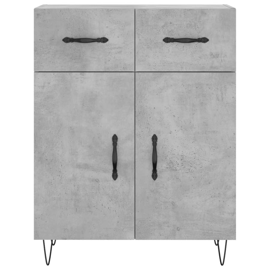 Hoge Kast 69,5X34X180 Cm Bewerkt Hout Betongrijs