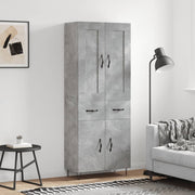 Hoge kast 69,5x34x180 cm bewerkt hout betongrijs