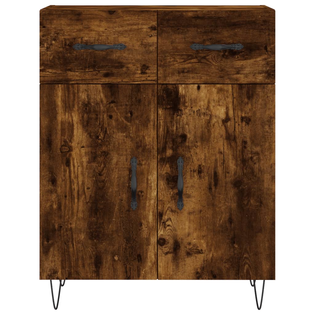 Hoge kast 69,5x34x180 cm bewerkt hout gerookt eikenkleurig
