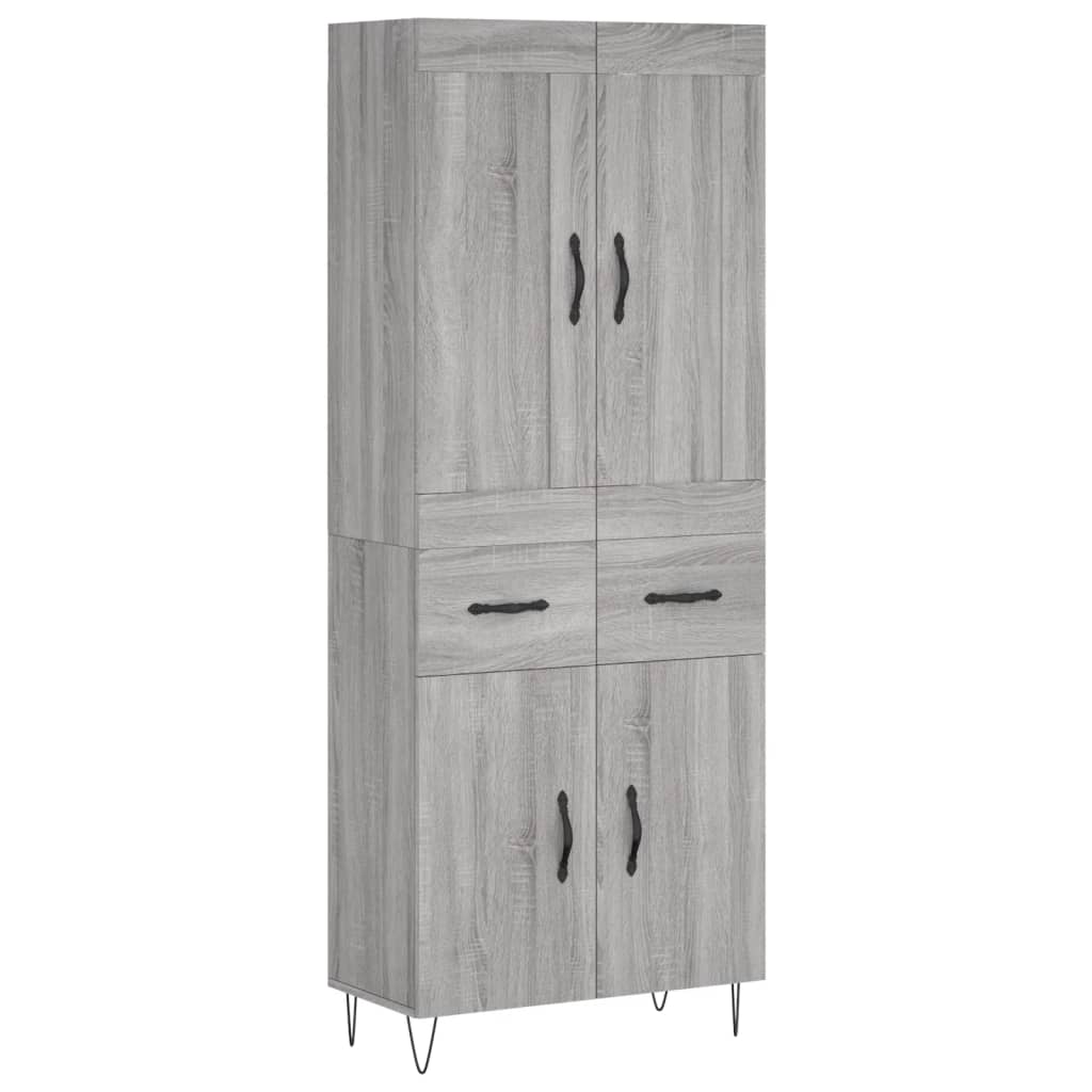 Hoge Kast 69,5X34X180 Cm Bewerkt Hout Grijs Sonoma Eikenkleurig 2 deuren 2 lades