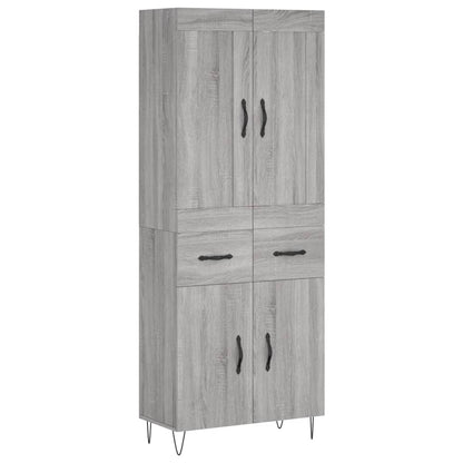 Hoge Kast 69,5X34X180 Cm Bewerkt Hout Grijs Sonoma Eikenkleurig 2 deuren 2 lades