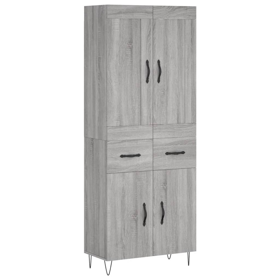Hoge Kast 69,5X34X180 Cm Bewerkt Hout Grijs Sonoma Eikenkleurig 2 deuren 2 lades
