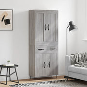 Hoge kast 69,5x34x180 cm bewerkt hout grijs sonoma eiken