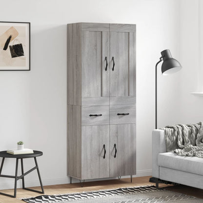Hoge Kast 69,5X34X180 Cm Bewerkt Hout Grijs Sonoma Eikenkleurig 2 deuren 2 lades