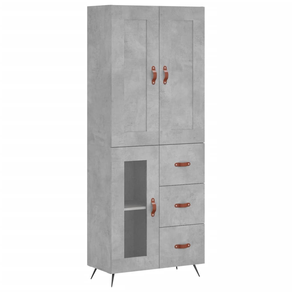 Hoge Kast 69,5X34X180 Cm Bewerkt Hout Betongrijs