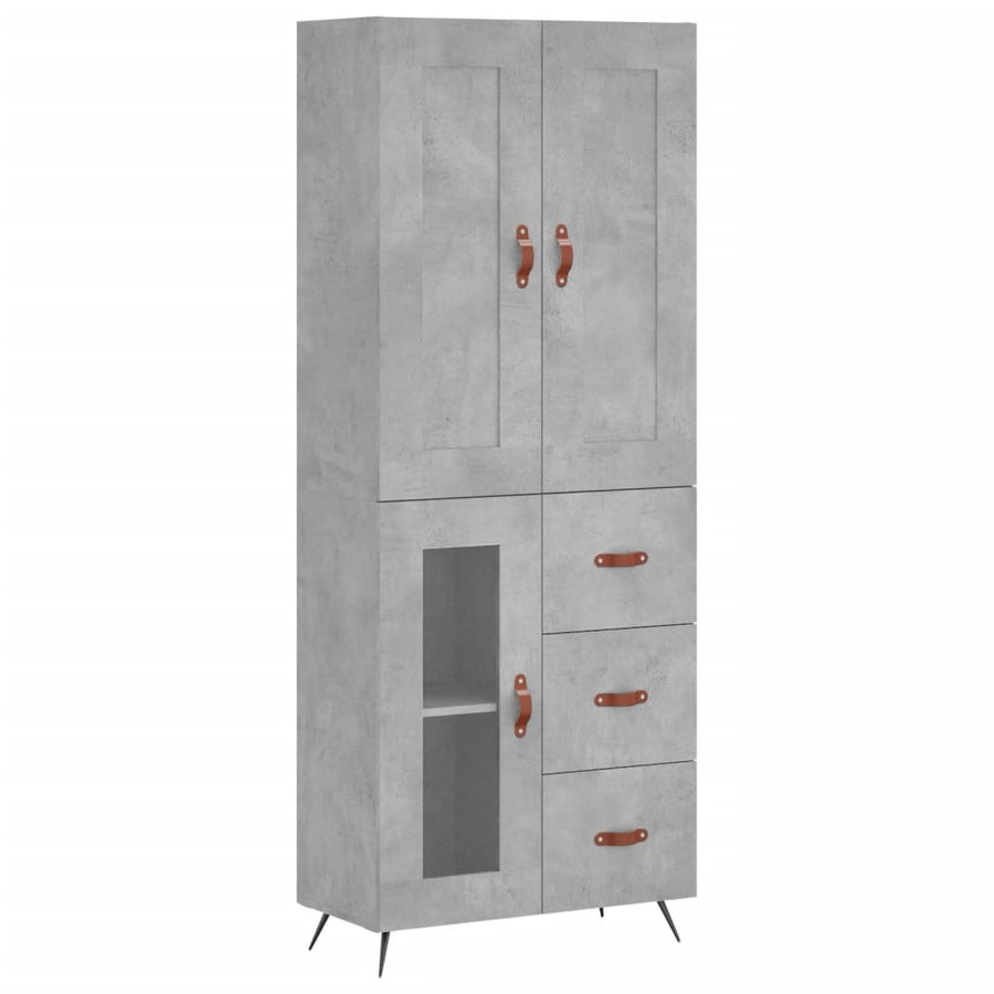 Hoge Kast 69,5X34X180 Cm Bewerkt Hout Betongrijs